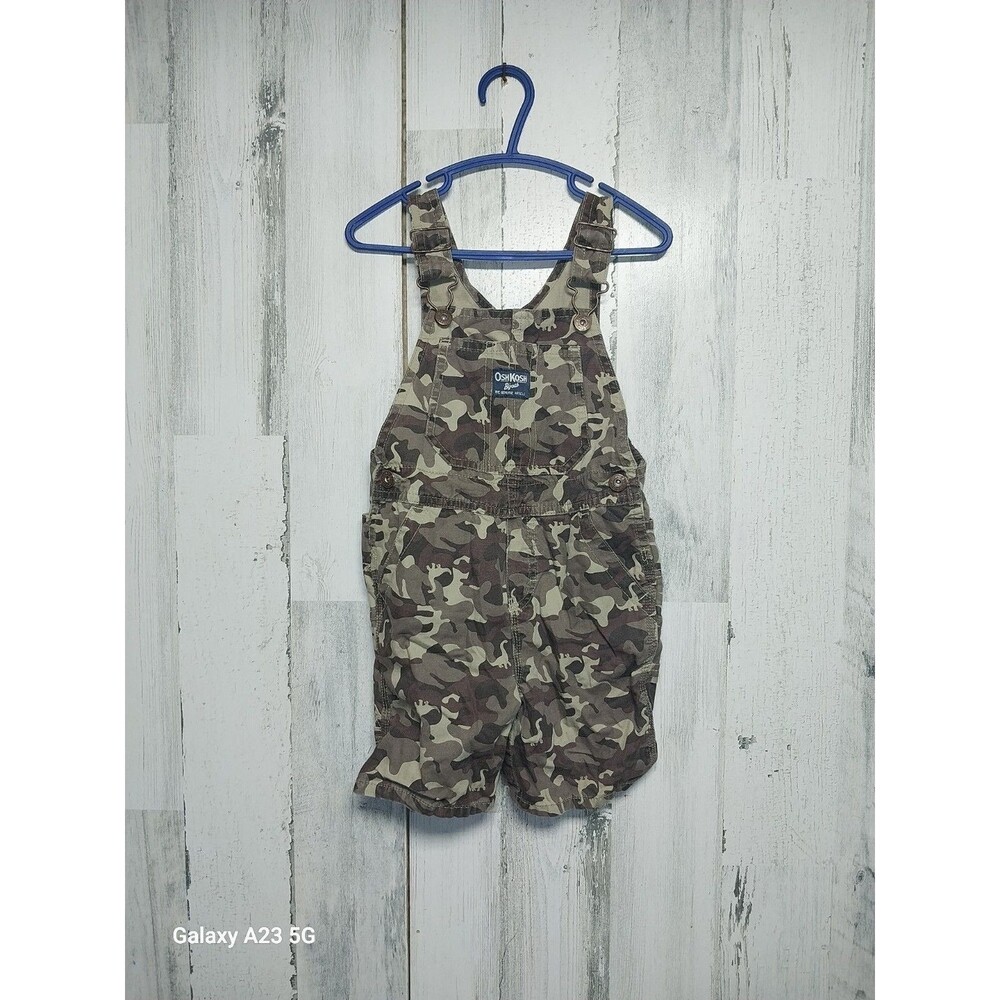 OshKosh B'Gosh Overalls size 24 months Camo Bib Shorts Dinasaur Baby Camouflage